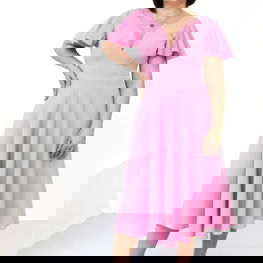 Suknelė iki kelių rožinė su platėjančiu sijonu Jersa