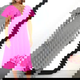 Kokteilinė rožinė suknelė su platėjančia apačia Jersa