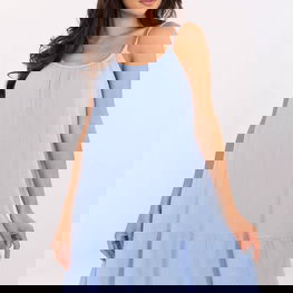 Vasarinė šviesiai mėlyna suknelė su petnešėlėmis Och Bella