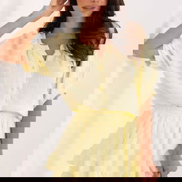 Moteriškas geltonas vasarinis komplektas su sijonu Och Bella