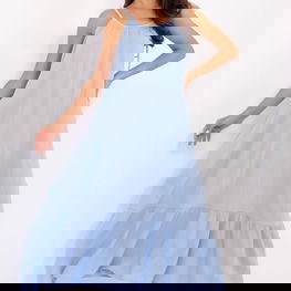 Vasarinė šviesiai mėlyna ilga suknelė su petnešėlėmis Och Bella