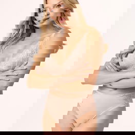 Aukšto liemens smėlio spalvos kelnaitės su nėriniais BBL 213