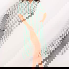 Marškinėlių tipo dryžuota vasarinė suknelė su kišenėmis Och Bella