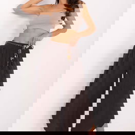 Plati juoda vasarinė kelnė su raišteliu Och Bella