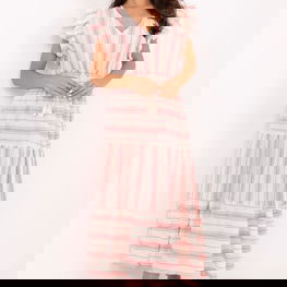 Vasarinė dryžuota ilga suknelė su raukinukais Och Bella