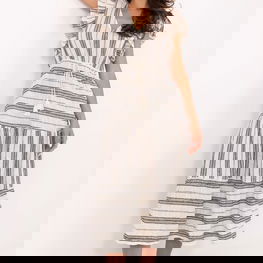 Vasarinė dryžuota medvilninė suknelė su raišteliu Och Bella