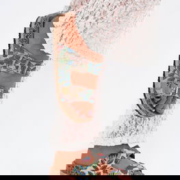 Šlepetės moterims su raštuotu audiniu ir kamštiniu padu Lee Cooper