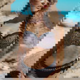 Maudymosi kostiumėlis dvisluoksnis juodas su raštu paplūdimiui Barontex