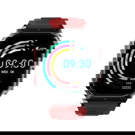 Išmanusis laikrodis juodas su raudonais mygtukais sportui HiFuture