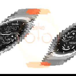 Išmanusis laikrodis oranžinis su silikoniniu dirželiu sportui HiFuture