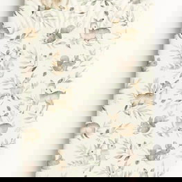 Paklodė kūdikiui su miško gyvūnais, medvilninė, 120x60 cm, alyvuogių spalvos