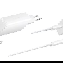 Sieninis įkroviklis su USB-C laidu 45W greitam įkrovimui, baltas, Samsung