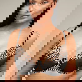 Liemenėlė juoda su leopardiniu raštu kasdienai Ava