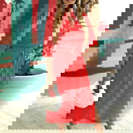 Raudona marškinėlių tipo suknelė kasdienai su diržu Jersa