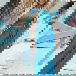 Vakarinė suknelė mėlyna ilga su blizgesiu Jersa