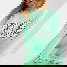 Džemperis mėtų spalvos su užrašu kasdienai Ex Moda