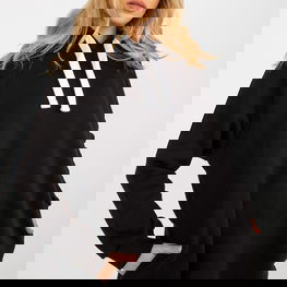 Džemperis su gobtuvu juodas ilgas laisvalaikiui Ex Moda