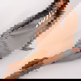 Tunika smėlio spalvos su gobtuvu laisvalaikiui Ex Moda