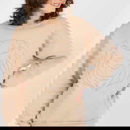 Džemperis smėlio spalvos su liūto raštu laisvalaikiui Ex Moda