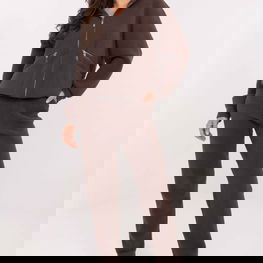 Laisvalaikio kostiumas rudas flisinis su gobtuvu ir užtrauktuku MBM