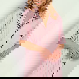 Naktinukai rožiniai medvilniniai su sagomis Taro