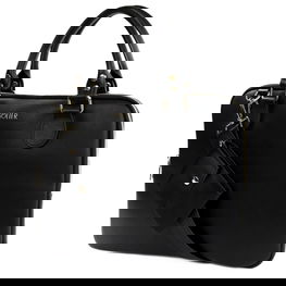 Odinė juoda moteriška kompiuterio rankinė 13,3 su dirželiu Solier