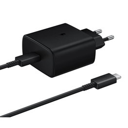 Įkroviklis su USB-C laidu 45W juodas greitam įkrovimui Samsung