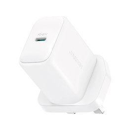 Sieninis įkroviklis su USB-C, baltas, 20W greitas įkrovimas,