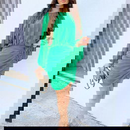 Suknelė žalia trumpa su raukiniais kasdienai Patricia