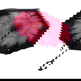 Skėtis juodas su rožine gėle Yili