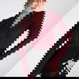 Bodis moteriškas bordo su taškeliais Figl