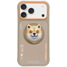 Telefono dėklas iPhone 17 Pro smėlio spalvos MagSafe Nimmy Glasses Dog
