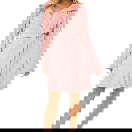 Chalatas moteriškas rožinis su gobtuvu L&L