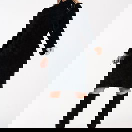 Megzta juoda moteriška suknelė ilgomis rankovėmis Figl