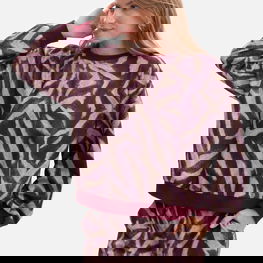 Moteriškas raštuotas džemperis su bordo apvadais