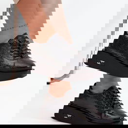 Odiniai juodi moteriški platforminiai batai Artiker