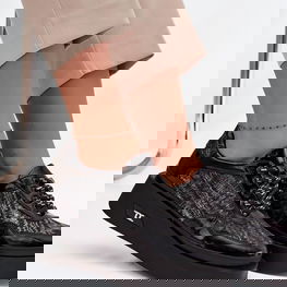 Odiniai moteriški platforminiai bateliai Artiker juodi-sidabriniai