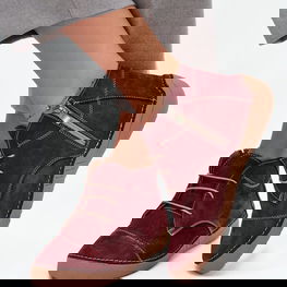 Bateliai moterims bordo spalvos oda su užtrauktuku Artiker