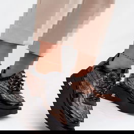 Odiniai moteriški platforminiai bateliai suvarstomi Artiker