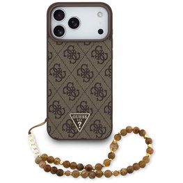 Telefono dėklas iPhone 17 Pro Max rudas su dirželiu Guess