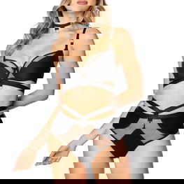 Juodas moteriškas pusiau kietas liemenėlės komplektas Mat