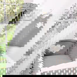 Pilkas 5 dalių kūdikio patalynės komplektas su stogeliu