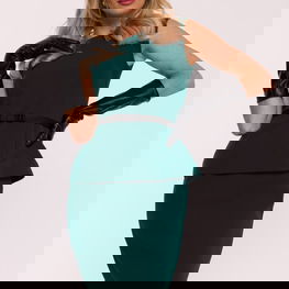 Suknelė tamsiai žalia su dirželiu