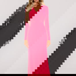 Suknelė raudona ilga su raukiniais Moe