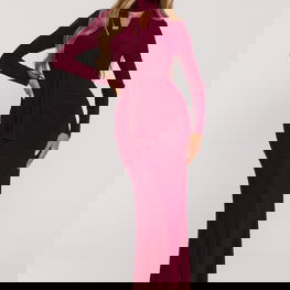 Suknelė bordo ilga su kaklo skarele Moe