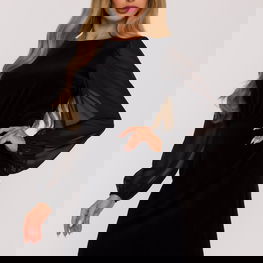 Suknelė juoda su tiulio rankovėmis Moe