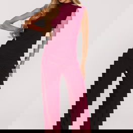 Kostiumas tamsiai raudonas su plačiomis kelnėmis Moe