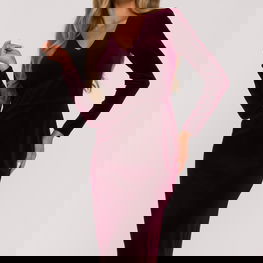 Suknelė tamsiai burgundiška veliūrinė su V iškirpte Moe