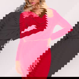 Suknelė raudona vakarinė su drapiruote