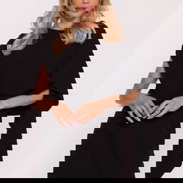 Suknelė juoda vakarinė su asimetrišku pečiu